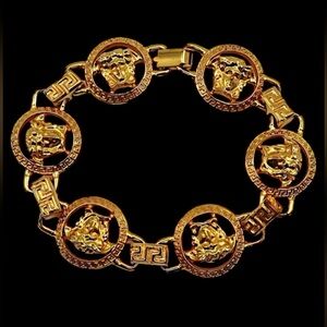 Gianni Versace Vintage Gold Plated Medusa Medallion Bracelet